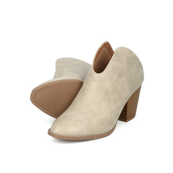 Qupid Pointy Toe Plunging Block Heel Booties Mule Slid Ons - Picture 10 of 13